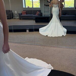 Stella York Size 8 Satin Ivory Wedding Dress Brand New Never Worn